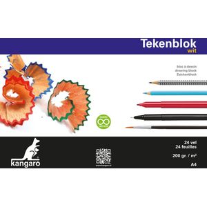 Kangaro Tekenblok - A4 - 200 Gram - 24 Vel - Wit - K-5591