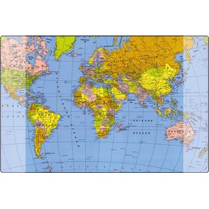 Kangaro bureau onderlegger - 57,9 x 37,9 cm - wereldkaart - karton - met insteekvakken - K-0014W501