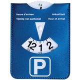 Kangaro parkeerschijf - draaibaar - blauwe kunstlederen houder - K-0035D220