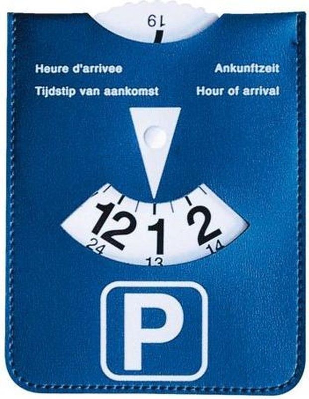Kangaro parkeerschijf - draaibaar - blauwe kunstlederen houder - K-0035D220