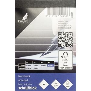 Kangaro Schrijfblokken A7 Lijn 60grs 100 Blad Pak A 10 Stuks wit Kangaro