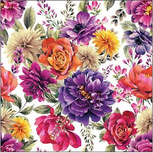 Ambiente - Lunch Servetten - Anne - Wit - Papier - Bloemenpatroon