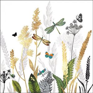 13317470 Servetten - Bloemen mix wit 5st