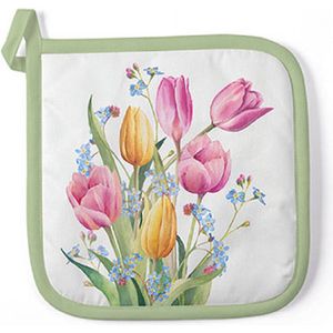 Ambiente Pannenlap Tulips bouquet wit Katoen Ambiente Pannenlap