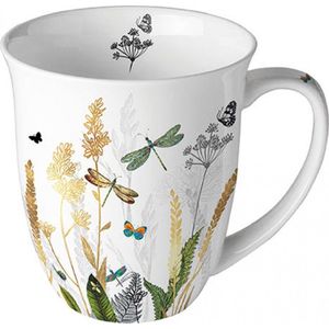 Mok - Ornamental flowers white - 400ml