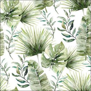 Ambiente Servet 33 Jungle Leaves White FSC Mix groen Ambiente Servetten