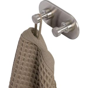 Geesa - Nemox - Handdoekhaak Dubbel - RVS Geborsteld - Geschikt voor Badkamer en Keuken