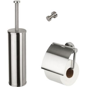 Toiletset accessoires geesa nemox met toiletborstel toiletrolhouder en handdoekhaak rvs