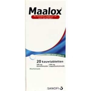 Maalox Kauwtabletten Muntsmaak - 1 x 20 tabletten