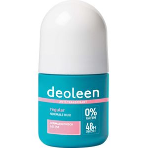 Deoleen Anti-transpirant - Roller Regular - Voorkomt overmatige transpiratie en transpiratiegeur - 48 uur effectief - 0% parfum - Dermatologisch getest - Deodorant - 50 ml