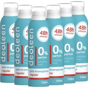 Deoleen Anti-transpirant - Aerosol Regular - Deodorant - 150 ml 6 pack