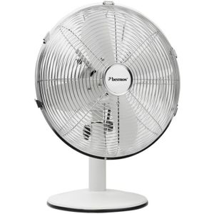 Bestron Tafelventilator Ø 35cm, Ventilator met 3 snelheidsstanden & 75° graden draaifunctie, 35Watt, DFT35W, kleur: Wit
