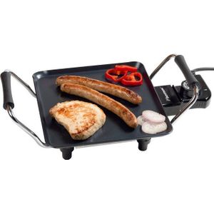 Bestron Teppanyaki Bakplaat voor 2 Personen, Tafelgrill Elektrisch met Antiaanbaklaag, Grillplaat van 1000W, kleur: zwart