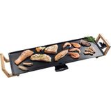 Bestron elektrische XL grillplaat, plancha met antiaanbaklaag, 1800W, teppanyaki grill in aziatisch design, zwart