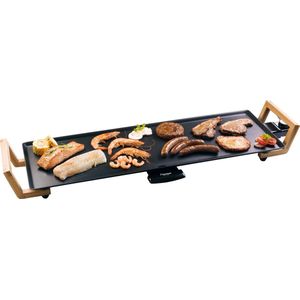 Bestron elektrische XL grillplaat, plancha met antiaanbaklaag, 1800W, teppanyaki grill in aziatisch design, zwart