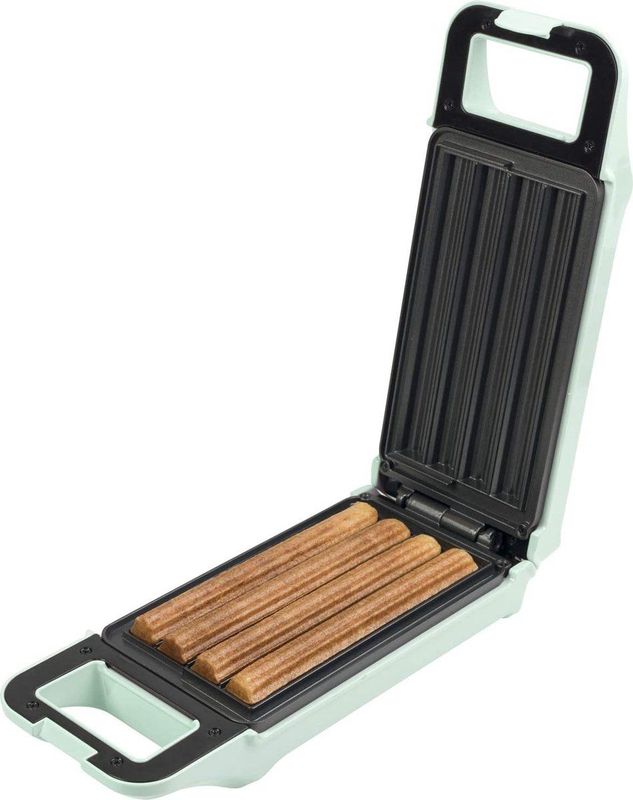 Bestron Churros maker, wafelijzer voor 4 churros, met indicatielampje & antiaanbaklaag, retro Design, 700 Watt, kleur: mint