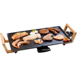 Bestron elektrische grillplaat, plancha met antiaanbaklaag, 2000W, teppanyaki grill in aziatisch design, zwart