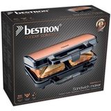 Bestron XL Tosti ijzer voor 2 Tosti's, Tosti apparaat met antiaanbaklaag & indicatielampje, 1000W, kleur: koper