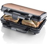 Bestron XL Tosti ijzer voor 2 Tosti's, Tosti apparaat met antiaanbaklaag & indicatielampje, 1000W, kleur: koper