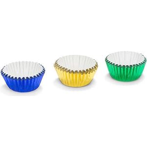 patisse 01727 Cupcake-vormpjes van aluminium, 3 cm, blauw/geel/groen, 75 stuks