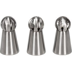spuitmondset Russisch 6 cm RVS zilver 3-delig