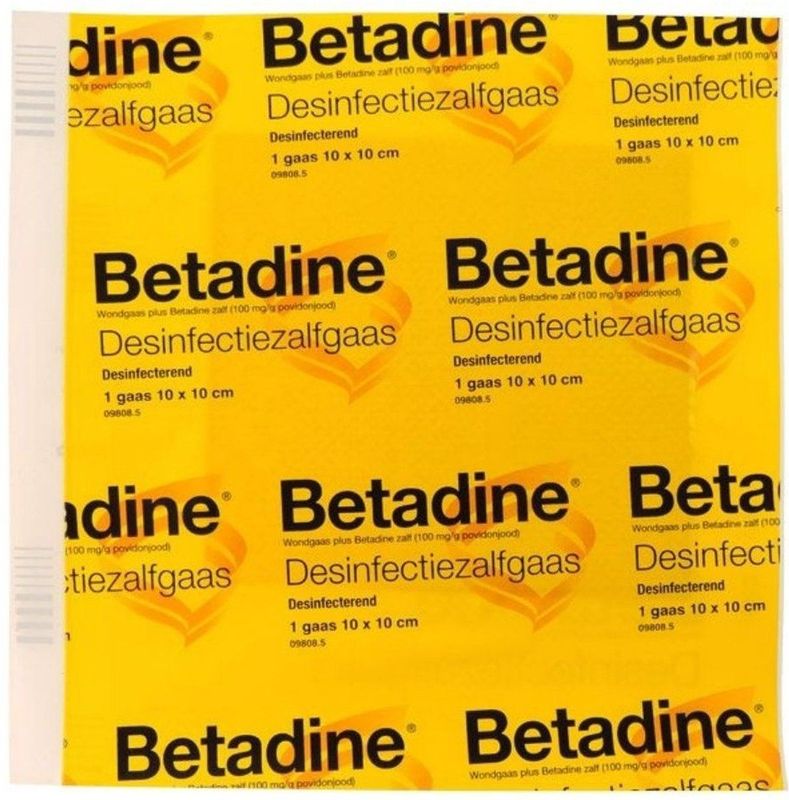 Betadine - Wondgaas met Zalf - 10x10cm - 10ST