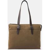 Castelijn & Beerens Nubuck Schoudertas Leer 40 cm Laptop compartiment taupe