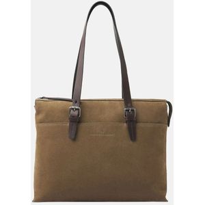 Castelijn & Beerens Nubuck Schoudertas 15.6"" RFID taupe