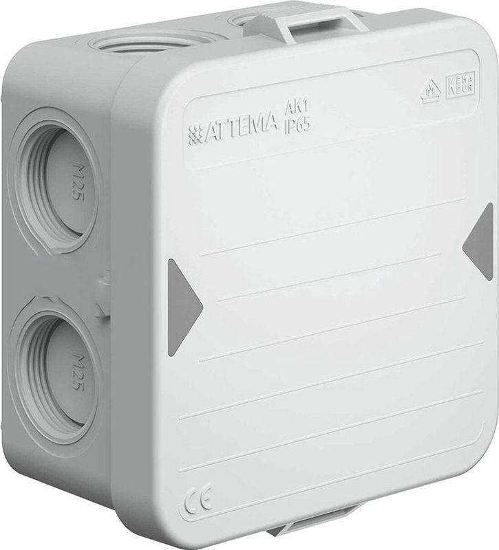 Attema Kabeldoos AK1 + 3 Wartels M25 - 95x95x45mm - IP65 - Grijs