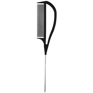 ABC Haar Rat Staart Pin Staart Kam Bestand Antistatische Roestvrij Staal Emmer Lift Kam (zwart)