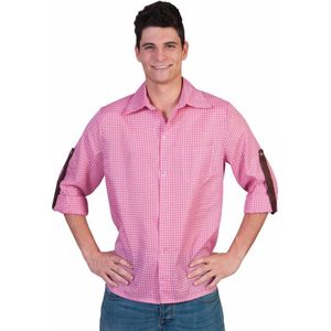 Tiroler blouse roze/wit
