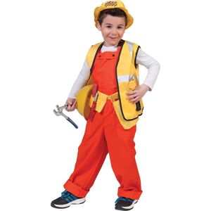 Funny Fashion - Bouwvakker & Trucker Kostuum - Oranje Kinder Werkmans Overall - Jongen - Oranje - Maat 164 - Carnavalskleding - Verkleedkleding