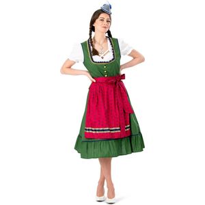 Traditionele Oktoberfest Dirndl Groen/Rood Kristin - Maat 48-50