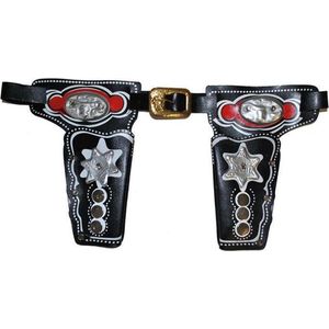 Cowboy pistolen verkleed holster - zwart - voor kids - dubbele holster riem