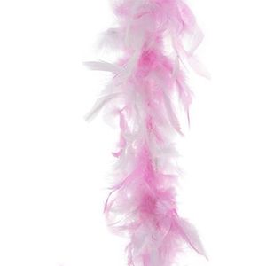 Carnaval verkleed boa met veren - wit/roze - 200 cm - 45 gram - Glitter and Glamour - Verkleed boa