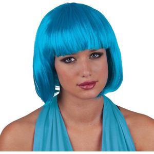 Turquoise damespruik met pony
