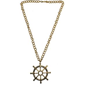 Carnaval verkleed ketting - Gouden stuurwiel - kapitein/matroos