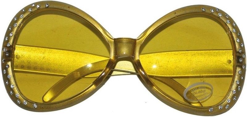 Gouden disco bril met diamantjes - Carnaval disco verkleed thema brillen