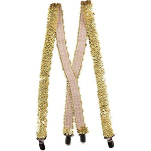 Carnaval verkleed bretels - pailletten goud - volwassenen/heren/dames - foute partyÂ - accessoires
