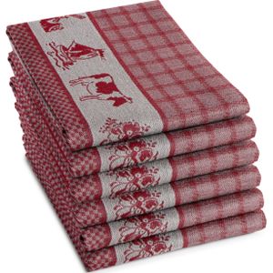 DDDDD - Theedoek Dutchie - Rood - Katoen - 6 Stuks