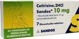 Sandoz - Cetirizine 2HCl - Geneesmiddel - 10 mg - 7 Tabletten