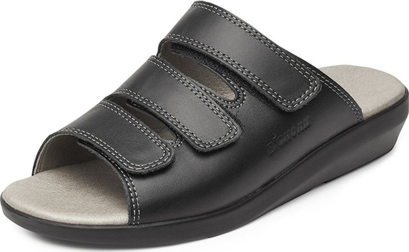 BigHorn - 3201 - Slipper - Zwart - Aniline leer - Verstelbare Bandjes