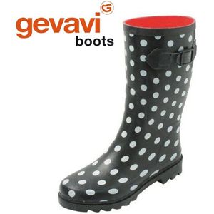 Gevavi Boots - Stip dameslaars rubber zwart