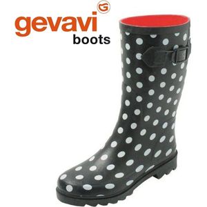 Gevavi Boots - Stip dameslaars rubber zwart