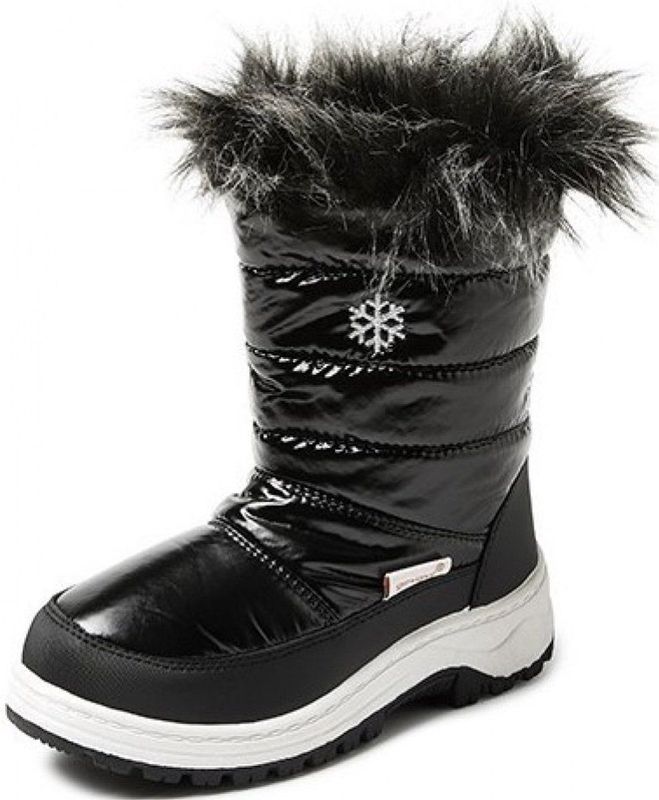 Zwarte met sneeuwvlokjes snowboot winterlaars