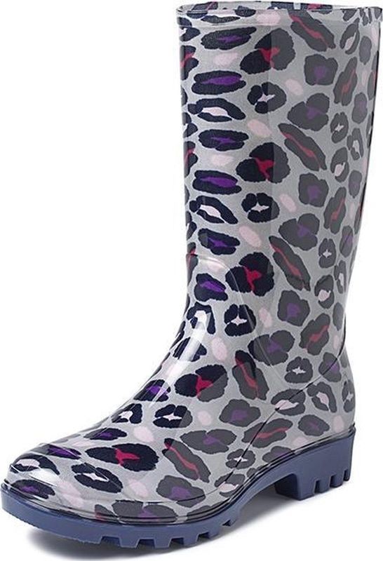 Chuva - Romy - Regenlaars - Grijs - PVC - Vrolijke Panterprint