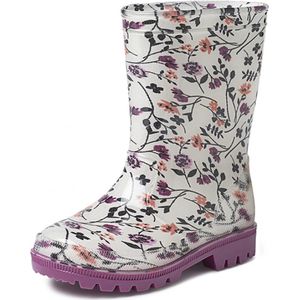 Gevavi - Kids Rose - Regenlaars - Wit - PVC - Bloemenprint