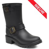 Rubberen dames regenlaarzen merk Import model Noor kleur zwart maten
