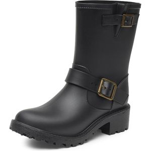 Rubberen dames regenlaarzen merk Import model Noor kleur zwart maten