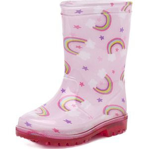 Kinderlaars PVC - kinderlaars roze met LED - CATO - regenboog